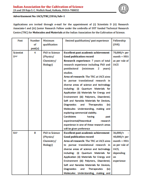 The Council has the functions, duties and power. Indian Association for the Cultivation of Science is going to recruit fresher candidates in India for several Posts. So, those candidates who are willing to work with this organization they May apply for this post. Last Date of Apply 26th July 2017. Total numbers of vacancies are 24 Posts